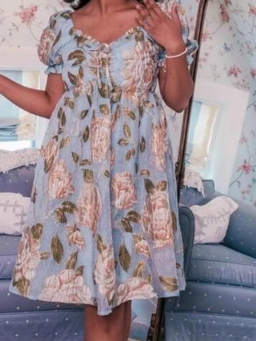JessaKae Beaumont Dress in Shimmering Blue Floral